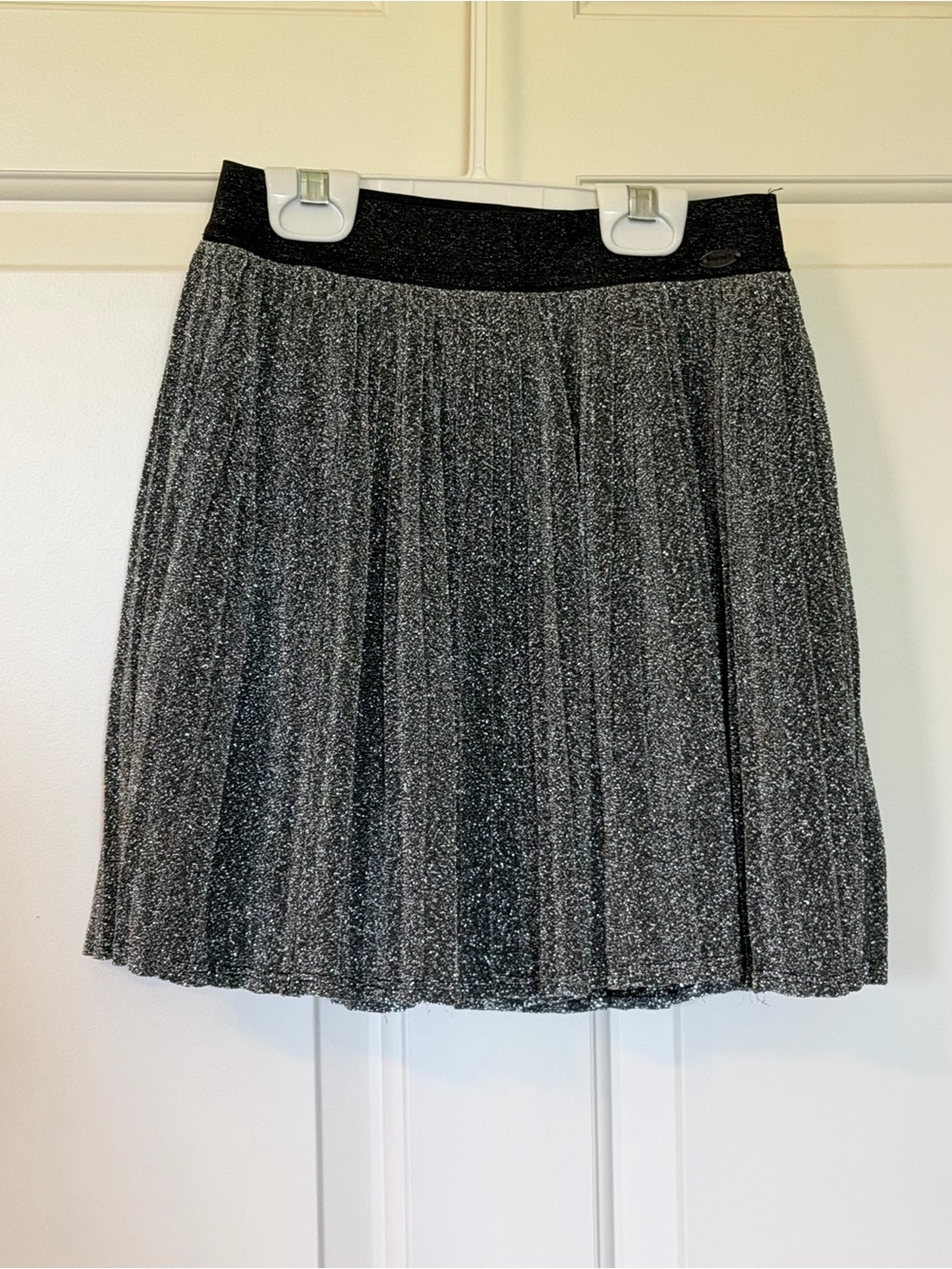 American Girl Metallic Pleated Black Skirt